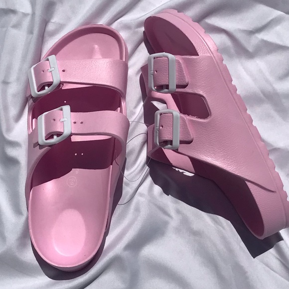 Pink Sandals with White Buckles - Picture 3 of 6